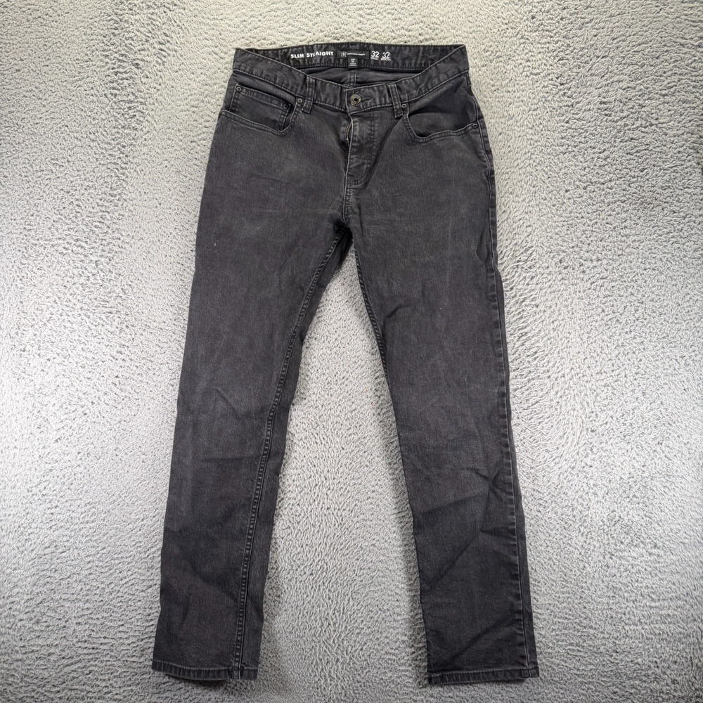 I.N.C International Concepts Jeans Mens 32x32 Black Denim Straight Slim Stretch‎